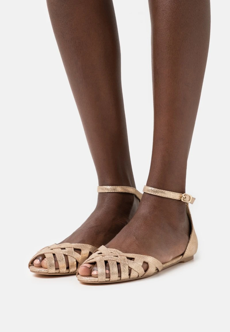 LEATHER - Peeptoe Ballerina - Gold 3 LEATHER - Peeptoe Ballerina - Gold