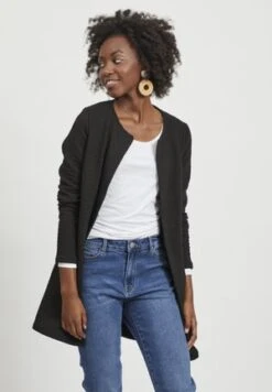 Anna Field RIBBED FOLD COLLAR - Strickjacke - Black -Anna Field bada3c30145b4180844d3faf5d56bf08